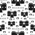 Belgrade, monochrome seamless pattern Royalty Free Stock Photo