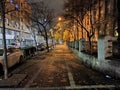 Belgrade city center by night empty streets