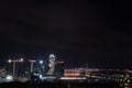 Belgrade city, capitol of Serbia, night view on new part under construction, called Belgrade WATERFRONT