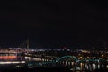Belgrade city, capitol of Serbia, night view on new part under construction, called Belgrade WATERFRONT