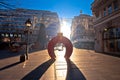 Belgrade. City center street view in winter season decorations Royalty Free Stock Photo