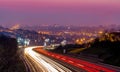 Belgrade city highway at night long exposure shot Royalty Free Stock Photo