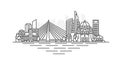 Belgrade City, Serbia architecture line skyline illustration. Linear vector cityscape with famous landmarks, city sights