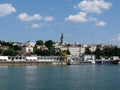 Belgrade city view from the river Sava docks