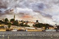 Belgrade Cloudy Waterfront Panorama at Dusk Royalty Free Stock Photo