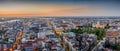 Belgrade downtown, New Palace, City Assembly of Belgrade, National Assembly of the Republic of Serbia, dusk aerial panorama