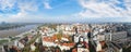 Belgrade downtown skyline  with St. Michael`s Cathedral, Sava and Danube river and old Belgrade Royalty Free Stock Photo