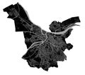 Belgrade map. Detailed black map of Belgrade city poster with streets. Cityscape urban vector Royalty Free Stock Photo