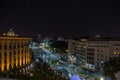 Belgrade by nigt, seen from the beginning of King Alexander Bulevar or kralja Aeksandra, with the national assembly visible