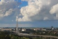 Belgrade panorama with cloudy sky,view from the hill Royalty Free Stock Photo