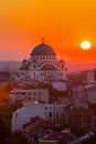 Belgrade panorama with temple of Saint Sava