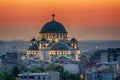 Belgrade panorama with temple of Saint Sava