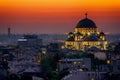 Belgrade panorama with temple of Saint Sava