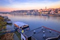Belgrade river boats and cityscape view