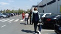 Belgrade, Serbia - April 24, 2020: A long line outside the LIDL, as the store took social distance measures during the COVID-19