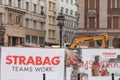 BELGRADE, SERBIA - AUGUST 25, 2018: Strabag logo on one of their construction sites in Belgrade. Strabag is construction company Royalty Free Stock Photo