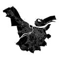 Belgrade, Serbia, Black and White high resolution vector map Royalty Free Stock Photo