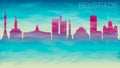Belgrade Serbia City Skyline Vector Silhouette. Broken Glass Abstract Geometric Dynamic Textured. Banner Background. Colorful Shap