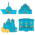 Belgrade, Serbia, Colored Landmarks