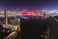 Belgrade, Serbia / Serbia - 12 17 2019: View at the part of an old ship, old railway bridge and dist Royalty Free Stock Photo