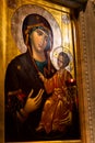 Belgrade, Serbia - December 20, 2022: Icon of Mary the Mother of God with her son Jesus Christ in Byzantine style Saint Sava Royalty Free Stock Photo