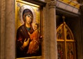 Belgrade, Serbia - December 20, 2022: Icon of Mary the Mother of God with her son Jesus Christ in Byzantine style Saint Sava Royalty Free Stock Photo