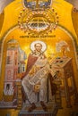 Belgrade, Serbia - December 20, 2022: Icon in mosaic in St. Sava Temple of John Chrysostom who was an important Early Church