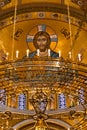 Belgrade, Serbia - December 20, 2022: Interior of the Church of Saint Sava with beautiful icons of Jesus Christ in mosaic