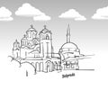 Belgrade, Serbia famous landmark sketch Royalty Free Stock Photo