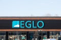 Logo of Eglo lighting in front of their store for Belgrade.