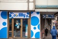 Lilly Drogerie logo on a shop in Belgrade.