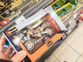 BELGRADE, SERBIA - FEBRUARY 12, 2024: Logo of Bburago on a toy model of a motorbike for sale in a supermarket in Belgrade. Bburago Royalty Free Stock Photo