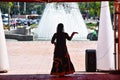 Belgrade / Serbia - 05 04 2019: indian girl dancer of Indian classical dance