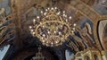 Belgrade, Serbia. January 24, 2020. Beautiful chandelier in the Church of St. Petka on the Kalemegdan fortress. Church decoration