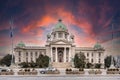 Belgrade, Serbia. January - 05. 2020. The building of The Assembly of the Republic of Serbia in Belgrade city