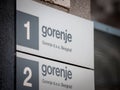 Elective blur on Logo of Gorenje on their office in Belgrade.