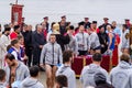 Orthodox Christians swimming for the Holy Cross in the icy cold water