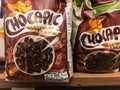 Chocapic logo on boxes of Cereal for sale. Part of Nestle, Chocapic is a brand of chocolate flavoured whole grain breakfast cereal Royalty Free Stock Photo