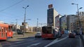 Belgrade, Serbia - January 24, 2020: Slavia Square in the center of Belgrade. Roundabout. Active traffic, cars, public transport,