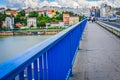 BELGRADE, SERBIA - July, 2018: Branko`s Bridge over the Sava river in Belgrade Royalty Free Stock Photo