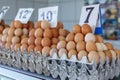fresh eggs at the Serbian Zeleni Venac farmer's market. Royalty Free Stock Photo