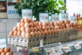 fresh eggs at the Serbian Zeleni Venac farmer's market. Royalty Free Stock Photo