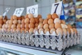 fresh eggs at the Serbian Zeleni Venac farmer's market. Royalty Free Stock Photo