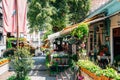 Skadarlija bohemian quarter, cafe and restaurant street at summer in Belgrade, Serbia