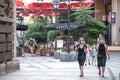 BELGRADE, SERBIA - JULY 29, 2020: Women, middle aged white caucasian females, walking wearing face mask