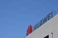 BELGRADE, SERBIA - JUN 16, 2019: Huawei logo on their office Royalty Free Stock Photo