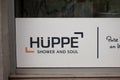 Huppe logo in front of their local retailer in Belgrade. Royalty Free Stock Photo