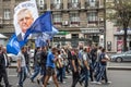 Serbian nationalist protesters demonstrating in the center of Belgrade in favor of Vojislav Seselj, leader of Serbian Radial Party