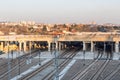 Construction site of new railway or train station railroad named Prokop in the city of Belgrade with industrial machinery. Royalty Free Stock Photo