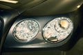 Luxury car headlight closeup